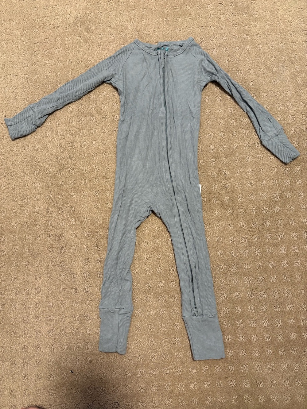 Slate Blue Ribbed Bamboo Zipper Pajamas